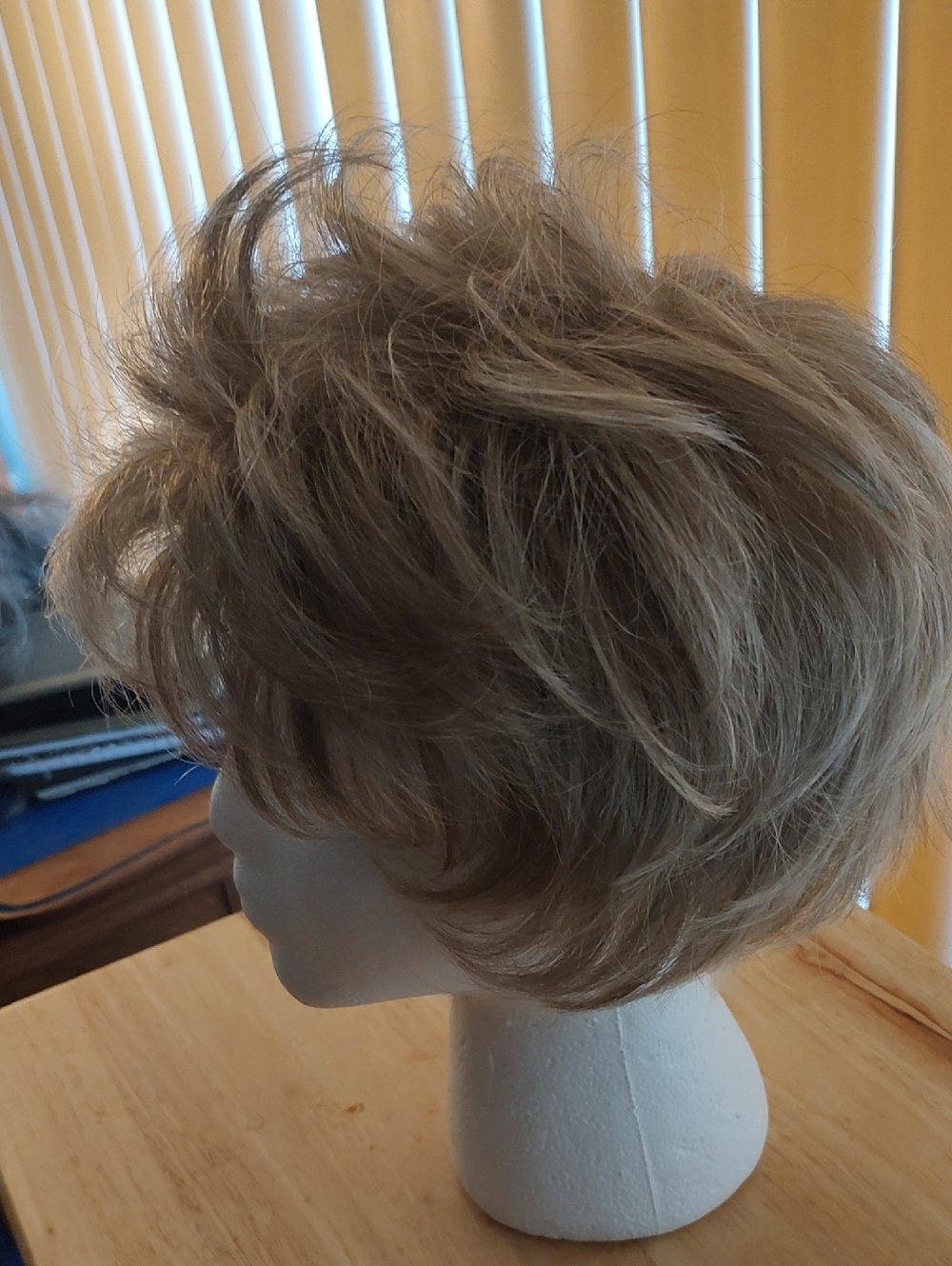 Short Layered Women's Wig in Frosted Blonde - Picture 2 of 5